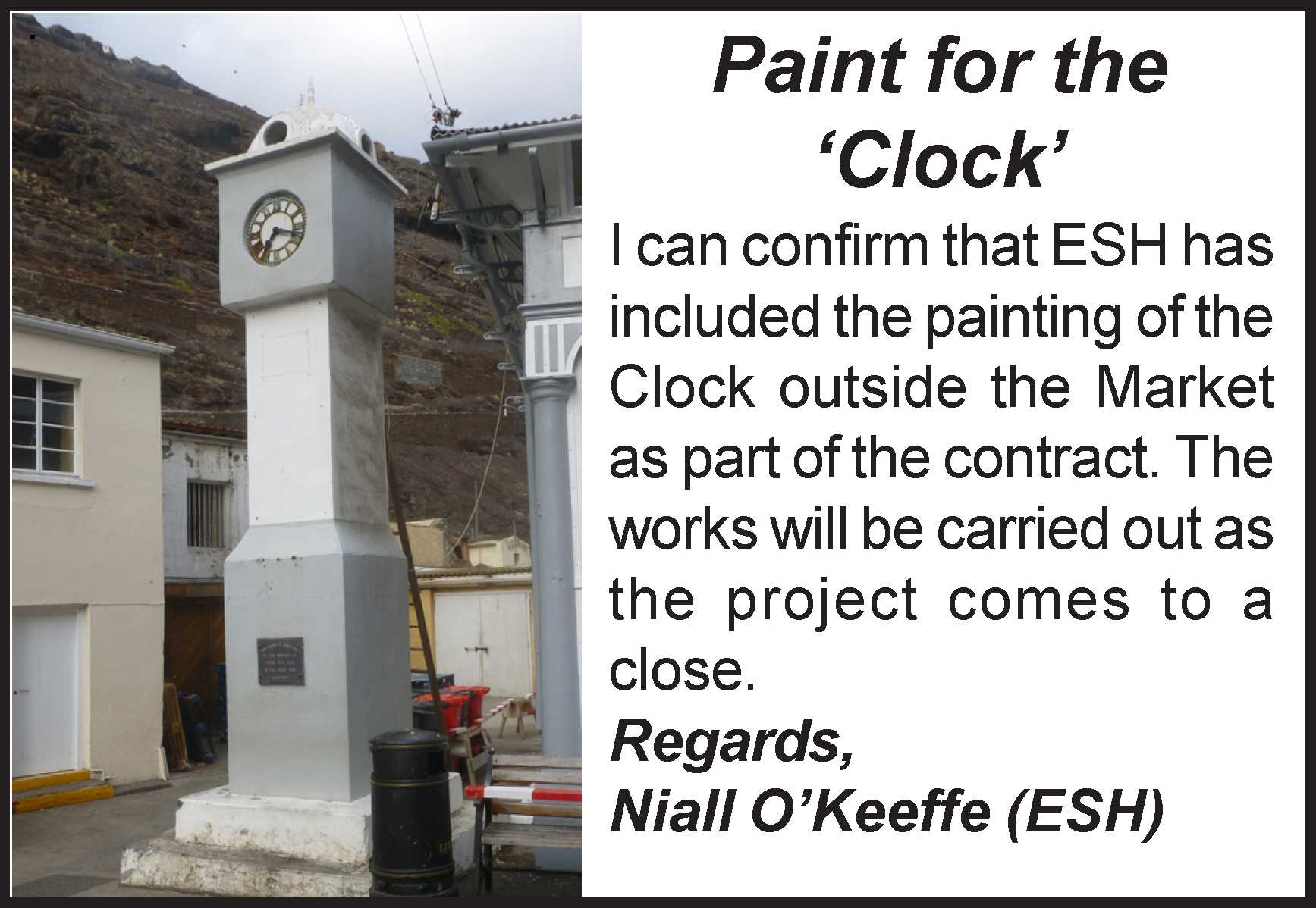 Bridge Memorial Clock to be repainted