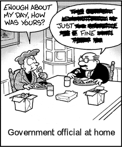 Government officer at home
