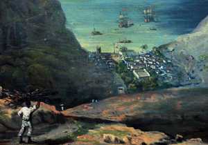 Painting showing one of the enslaved (foreground), 1815