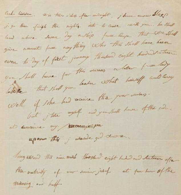 Broken English: In the rare letter, Napoleon reveals his difficulty in mastering the language