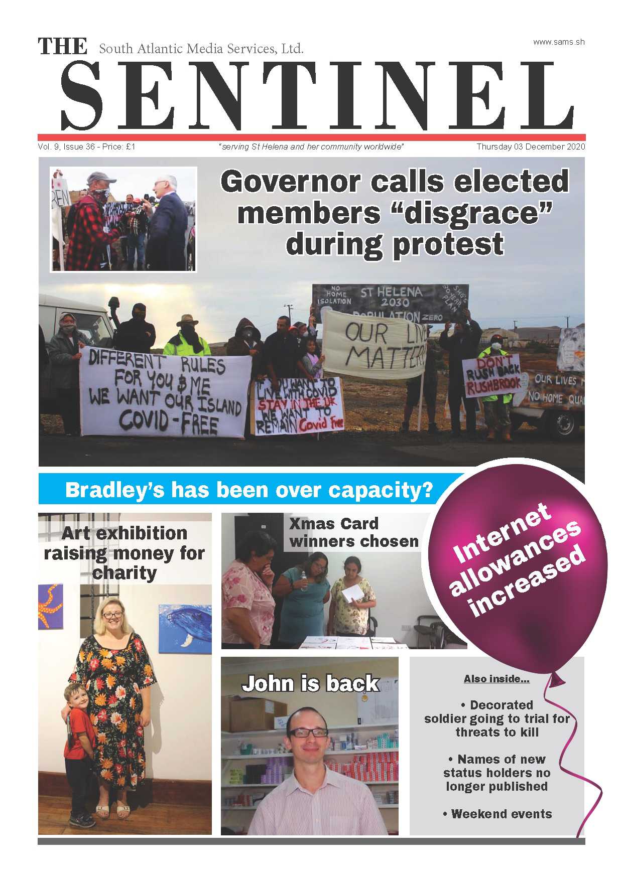 Sentinel front-page, 3rd December 2020