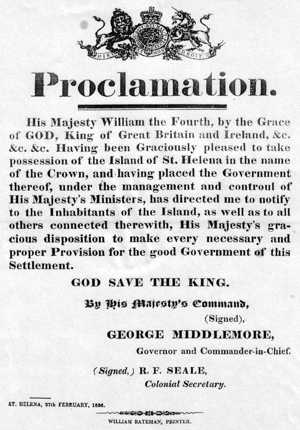 Crown Colony Proclamation, 1836