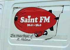 Van-side advert for SaintFM