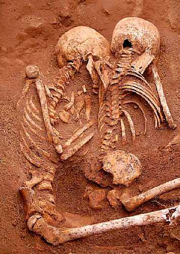 Skeletons buried in the slave graves
