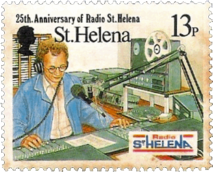 1992: Radio St Helena on a commemorative stamp